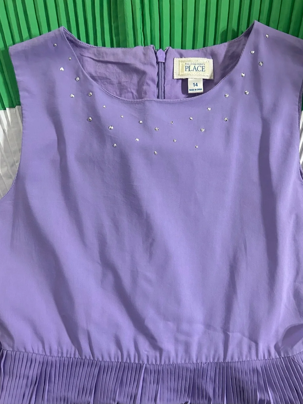 The Children's Place Purple, White & Green Pleated Party Dress